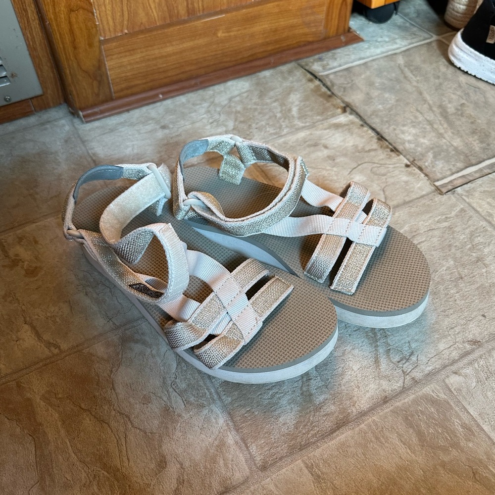 Teva Cream and Gray Sandals